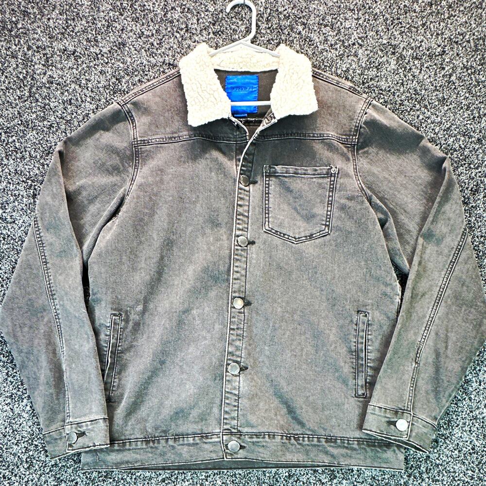 Ezekiel All We Have Is Now Denim Jacket Mens L Black Sherpa Collar Trucker
